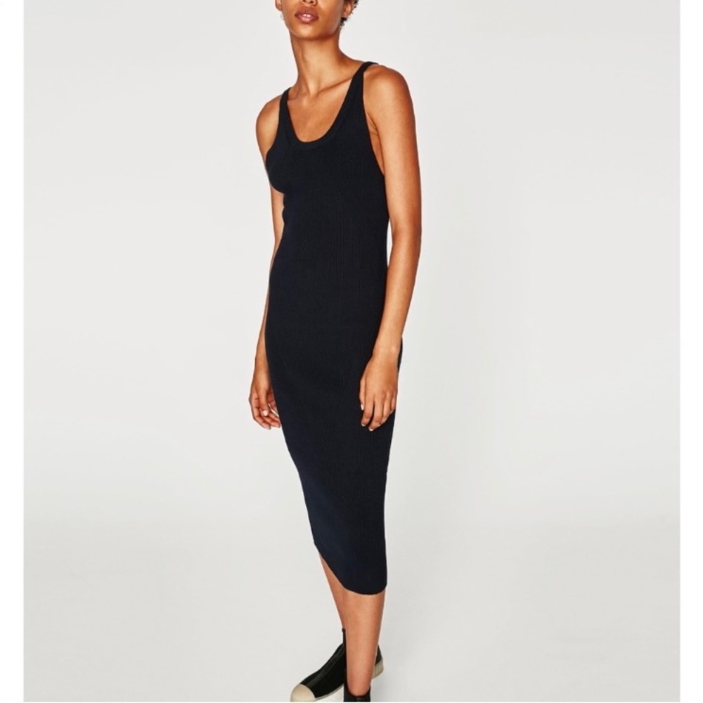 Black shiny ribbed dress